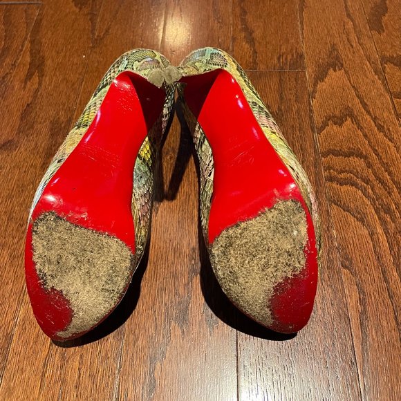 CHRISTIAN LOUBOUTIN LADY PEEP 150 PYTHON - Picture 4 of 6